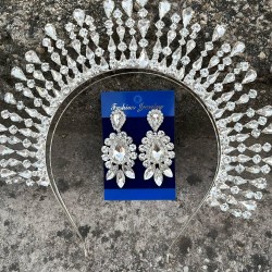 Michaelle Gümüş Gelin Kına Tacı Özel Gün Aksesuar Kadın Taç Ve Üç Mekik Küpe Takımı-MICHELLE-28 Michaelle Gümüş Gelin Kına Tacı Özel Gün Aksesuar Kadın Taç Ve Üç Mekik Küpe Takımı-MICHELLE-28