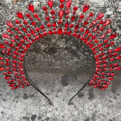 Michelle Kırmızı Gelin Kına Tacı Özel Gün Aksesuar Kadın Taç Saç Aksesuarı-MICHELLE-3 Michelle Kırmızı Gelin Kına Tacı Özel Gün Aksesuar Kadın Taç Saç Aksesuarı-MICHELLE-3