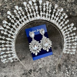 Michaelle Gümüş Gelin Kına Tacı Özel Gün Aksesuar Kadın Taç Ve Geniş Mekik Küpe Takımı-MICHELLE-30 Michaelle Gümüş Gelin Kına Tacı Özel Gün Aksesuar Kadın Taç Ve Geniş Mekik Küpe Takımı-MICHELLE-30