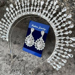 Michaelle Gümüş Gelin Kına Tacı Özel Gün Aksesuar Kadın Taç Ve Damla Mekik Küpe Takımı-MICHELLE-31 Michaelle Gümüş Gelin Kına Tacı Özel Gün Aksesuar Kadın Taç Ve Damla Mekik Küpe Takımı-MICHELLE-31