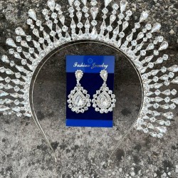 Michaelle Gümüş Gelin Kına Tacı Özel Gün Aksesuar Kadın Taç Ve Damla Mekik Küpe Takımı-MICHELLE-31 Michaelle Gümüş Gelin Kına Tacı Özel Gün Aksesuar Kadın Taç Ve Damla Mekik Küpe Takımı-MICHELLE-31