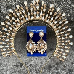 Michaelle Gold Gelin Kına Tacı Özel Gün Aksesuar Kadın Taç Ve Geniş Mekik Küpe Takımı-MICHELLE-32 Michaelle Gold Gelin Kına Tacı Özel Gün Aksesuar Kadın Taç Ve Geniş Mekik Küpe Takımı-MICHELLE-32