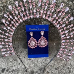 Michaelle Pembe Gelin Kına Tacı Özel Gün Aksesuar Kadın Taç Ve Damla Mekik Küpe Takımı-MICHELLE-8 Michaelle Pembe Gelin Kına Tacı Özel Gün Aksesuar Kadın Taç Ve Damla Mekik Küpe Takımı-MICHELLE-8