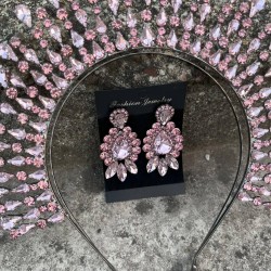 Michaelle Pembe Gelin Kına Tacı Özel Gün Aksesuar Kadın Taç Ve Üç Mekik Küpe Takımı-MICHELLE-9 Michaelle Pembe Gelin Kına Tacı Özel Gün Aksesuar Kadın Taç Ve Üç Mekik Küpe Takımı-MICHELLE-9