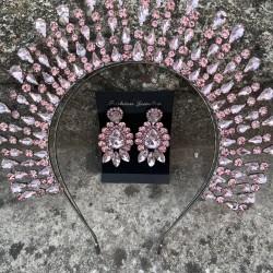 Michaelle Pembe Gelin Kına Tacı Özel Gün Aksesuar Kadın Taç Ve Üç Mekik Küpe Takımı-MICHELLE-9 Michaelle Pembe Gelin Kına Tacı Özel Gün Aksesuar Kadın Taç Ve Üç Mekik Küpe Takımı-MICHELLE-9