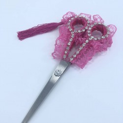 Fuşya Püsküllü Söz Nişan Makası-MKS-1017