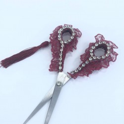 Bordo Püsküllü Söz Nişan Makası-MKS-1018