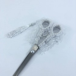 Beyaz Püsküllü Söz Nişan Makası-MKS-1019