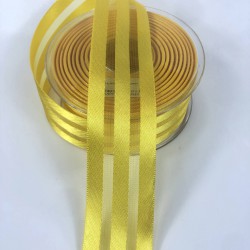 Sarı Üç Çizgi Saten Süsleme Kurdelesi-MKUR-1000