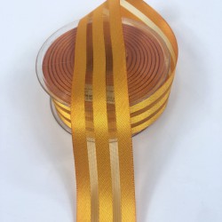 Turuncu Üç Çizgi Saten Süsleme Kurdelesi-MKUR-1003