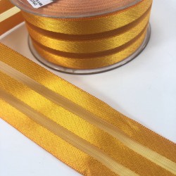 Turuncu Üç Çizgi Saten Süsleme Kurdelesi-MKUR-1003