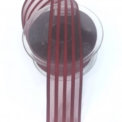 Bordo Beş Çizgi Saten Süsleme Kurdelesi-MKUR-1007