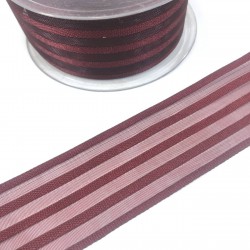Bordo Beş Çizgi Saten Süsleme Kurdelesi-MKUR-1007