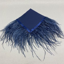 Lacivert Tüylü Gelin Halay Mendili-MND-100