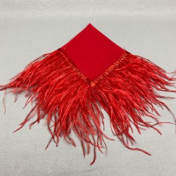 Kırmızı Tüylü Gelin Halay Mendili-MND-104