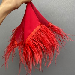 Kırmızı Tüylü Gelin Halay Mendili-MND-104