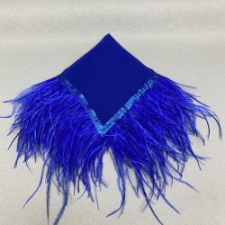 Saks Mavi Tüylü Gelin Halay Mendili-MND-106