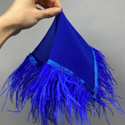 Saks Mavi Tüylü Gelin Halay Mendili-MND-106