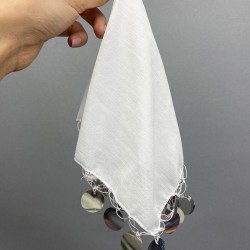 Beyaz Pullu Lüx Halay Mendili-MND-113