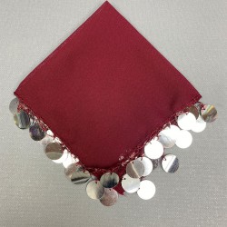 Bordo Pullu Lüx Halay Mendili-MND-114