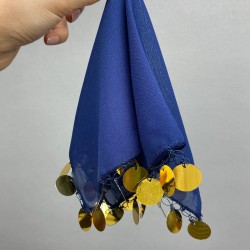 Lacivert Pullu Lüx Halay Mendili-MND-115