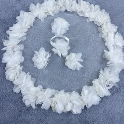 Gelin Halay Mendili Beyaz Lazer Güllü Gelin Halay Aksesuarı-MND-122