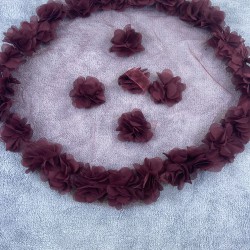 Gelin Halay Mendili Bordo Lazer Güllü Gelin Halay Aksesuarı-MND-125