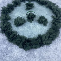 Gelin Halay Mendili Zümrüt Yeşili Lazer Güllü Gelin Halay Aksesuarı-MND-126