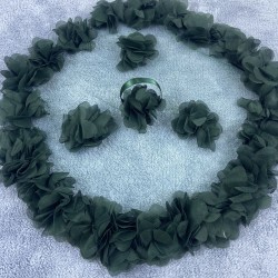 Gelin Halay Mendili Zümrüt Yeşili Lazer Güllü Gelin Halay Aksesuarı-MND-126