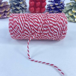 Koyu Kırmızı Beyaz Rengarenk Marteniçka Süsleme Paketleme İpi 10 Metre-MTIP-1008