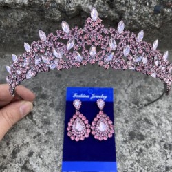 Clara Pembe Gelin Kına Tacı Özel Gün Aksesuar Kadın Taç Ve Damla Mekik Küpe Takımı-NEWTAC-13 Clara Pembe Gelin Kına Tacı Özel Gün Aksesuar Kadın Taç Ve Damla Mekik Küpe Takımı-NEWTAC-13