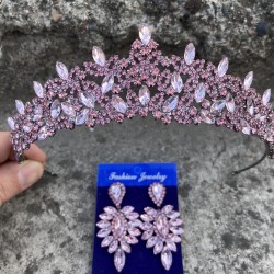 Clara Pembe Gelin Kına Tacı Özel Gün Aksesuar Kadın Taç Ve İnce Mekik Küpe Takımı-NEWTAC-15 Clara Pembe Gelin Kına Tacı Özel Gün Aksesuar Kadın Taç Ve İnce Mekik Küpe Takımı-NEWTAC-15