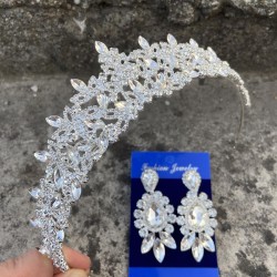 Clara Gümüş Gelin Kına Tacı Özel Gün Aksesuar Kadın Taç Ve Üç Mekik Küpe Takımı-NEWTAC-23 Clara Gümüş Gelin Kına Tacı Özel Gün Aksesuar Kadın Taç Ve Üç Mekik Küpe Takımı-NEWTAC-23