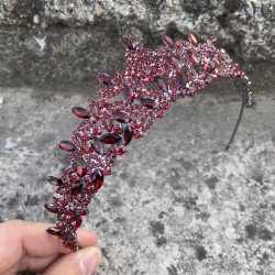 Clara Bordo Gelin Kına Tacı Özel Gün Aksesuar Kadın Taç Saç Aksesuarı-NEWTAC-3 Clara Bordo Gelin Kına Tacı Özel Gün Aksesuar Kadın Taç Saç Aksesuarı-NEWTAC-3