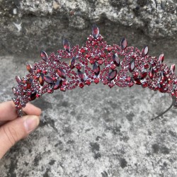 Clara Bordo Gelin Kına Tacı Özel Gün Aksesuar Kadın Taç Saç Aksesuarı-NEWTAC-3 Clara Bordo Gelin Kına Tacı Özel Gün Aksesuar Kadın Taç Saç Aksesuarı-NEWTAC-3