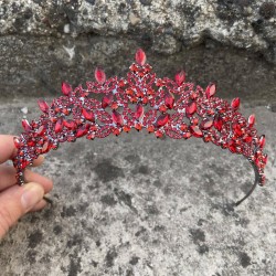 Clara Kırmızı Gelin Kına Tacı Özel Gün Aksesuar Kadın Taç Saç Aksesuarı-NEWTAC-5 Clara Kırmızı Gelin Kına Tacı Özel Gün Aksesuar Kadın Taç Saç Aksesuarı-NEWTAC-5
