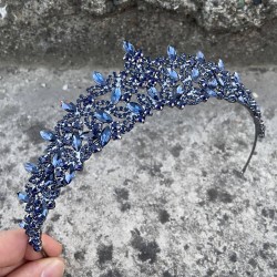 Clara Lacivert Gelin Kına Tacı Özel Gün Aksesuar Kadın Taç Saç Aksesuarı-NEWTAC-7 Clara Lacivert Gelin Kına Tacı Özel Gün Aksesuar Kadın Taç Saç Aksesuarı-NEWTAC-7