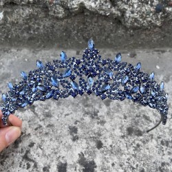 Clara Lacivert Gelin Kına Tacı Özel Gün Aksesuar Kadın Taç Saç Aksesuarı-NEWTAC-7 Clara Lacivert Gelin Kına Tacı Özel Gün Aksesuar Kadın Taç Saç Aksesuarı-NEWTAC-7