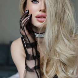 Siyah Transparan Tül Kostüm Fantezi Parti Eldiveni-NIKAHTAKIMI-106