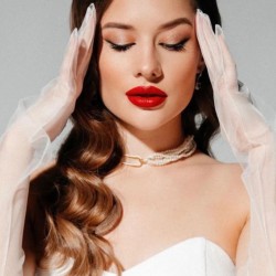 Beyaz Uzun Transparan Tül Fantezi Gelinlik Eldiveni-NIKAHTAKIMI-110