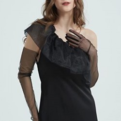 Siyah Dirsek Boy Gelinlik Eldiveni Parti Eldiveni Kostüm Aksesuarı-NIKAHTAKIMI-115