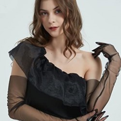 Siyah Dirsek Boy Gelinlik Eldiveni Parti Eldiveni Kostüm Aksesuarı-NIKAHTAKIMI-115