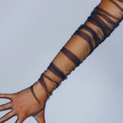 Siyah Dirsek Boy Transparan Gelinlik Eldiveni Kostüm Aksesuarı-NIKAHTAKIMI-122