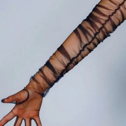 Siyah Uzun Gelinlik Eldiveni Parti Aksesuarı-NIKAHTAKIMI-124