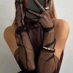 Siyah Uzun Gelinlik Eldiveni Parti Aksesuarı-NIKAHTAKIMI-124