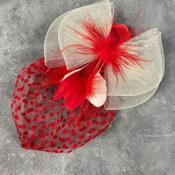 Kırmızı Puantiyeli Vualet Parti Ve Nikah Şapkası-NIKAHTAKIMI-129