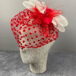 Kırmızı Puantiyeli Vualet Parti Ve Nikah Şapkası-NIKAHTAKIMI-129