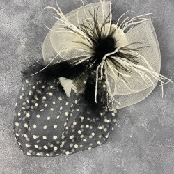 Siyah Beyaz Puantiyeli Vualet Parti Ve Nikah Şapkası-NIKAHTAKIMI-131