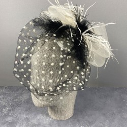 Siyah Beyaz Puantiyeli Vualet Parti Ve Nikah Şapkası-NIKAHTAKIMI-131
