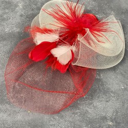 Kırmızı Grek Tüllü Vualet Parti Ve Nikah Şapkası Saç Aksesuarı-NIKAHTAKIMI-133